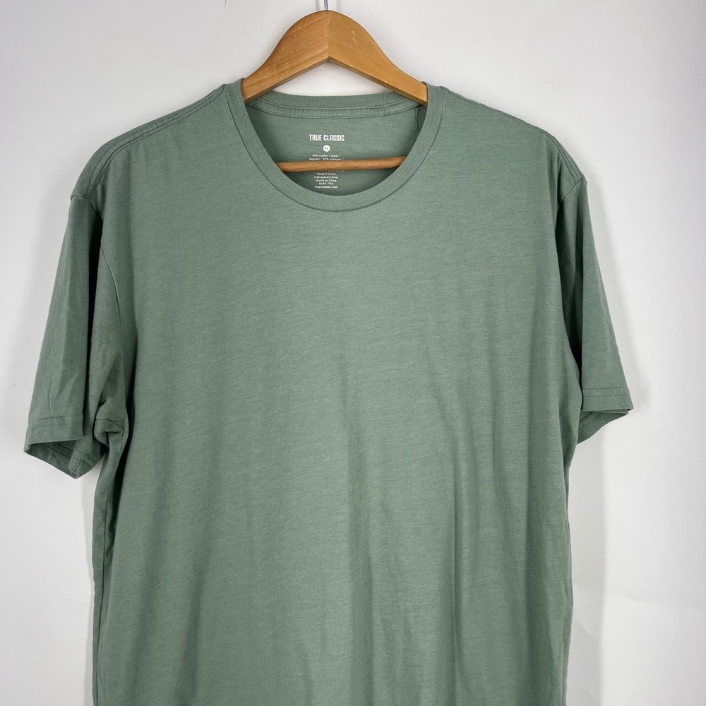 True Classic Mens XL Sage Green Heather Short Sleeve Crew Neck Athletic Fit Tee - Picture 3 of 14